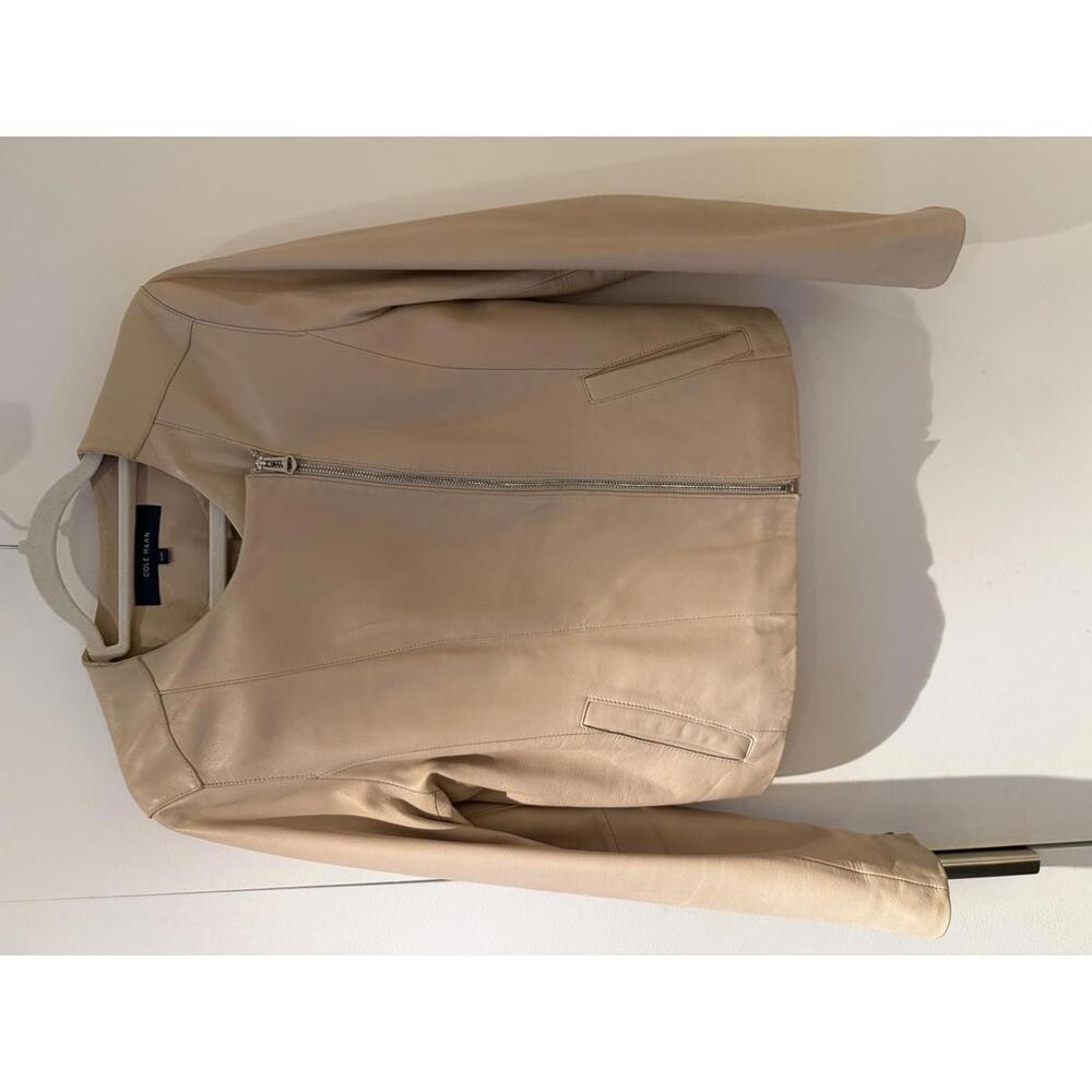 Cole Haan Pinkish Beige 100% Leather Jacket Medium